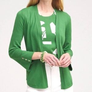 Chico’s Spun Rayon Flare Sleeve Cardigan Sweater Women’s Size L Kelly Green